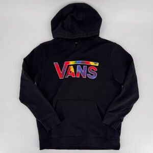 Vans Youth Tie Dye Logo Long Sleeve Hoodie Sweatshirt Black Size Large